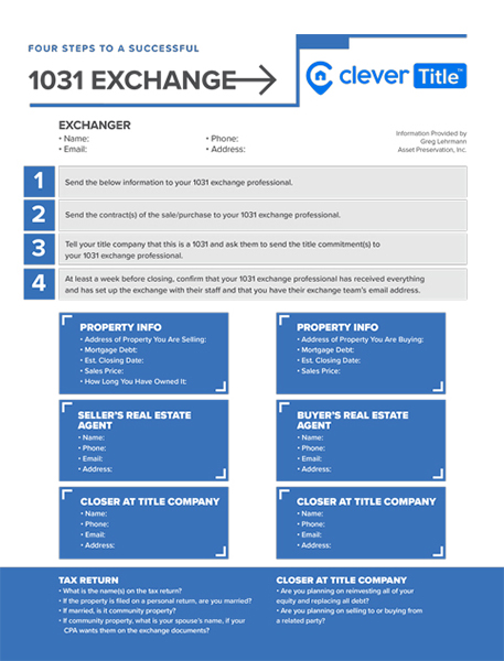 1031 Exchange 4 Steps To A Successful Exchange Clever Title